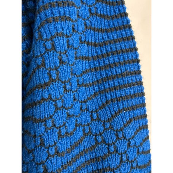 VTG Saturdays Mens Medium Blue Knit Sweater Textured Geometric Pattern Acrylic - Picture 8 of 12